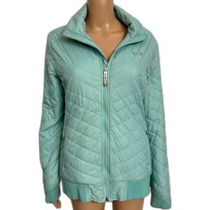 2/$50 Oakley Tiffany Blue Mint Seafoam Green Winter Quilted Full-Zip Jacket EUC